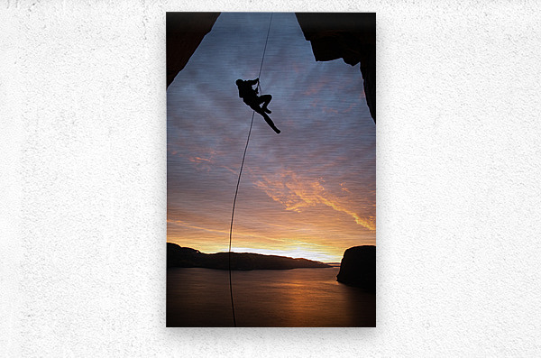 Sunrise on the fjord  Metal print