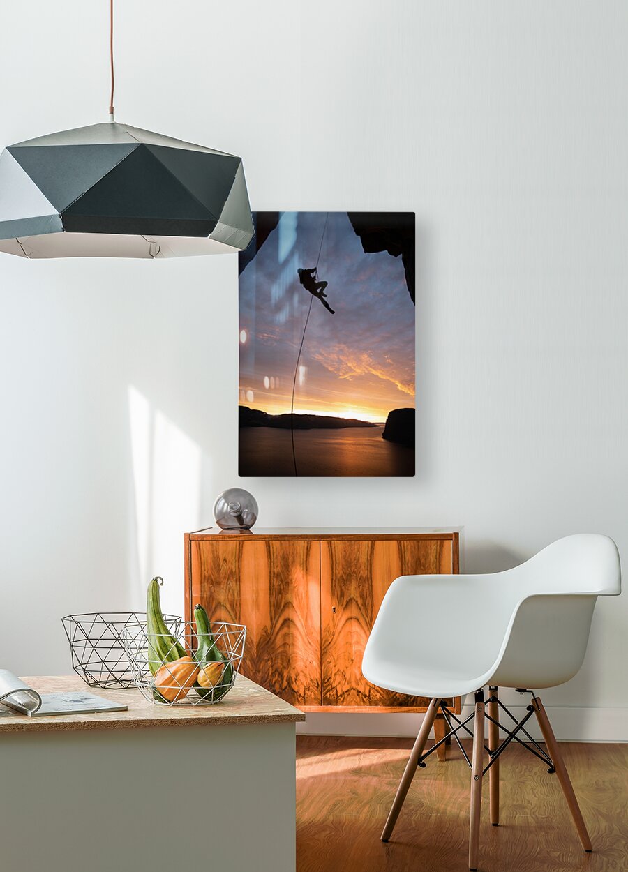 Sunrise on the fjord  HD Metal print with Floating Frame on Back